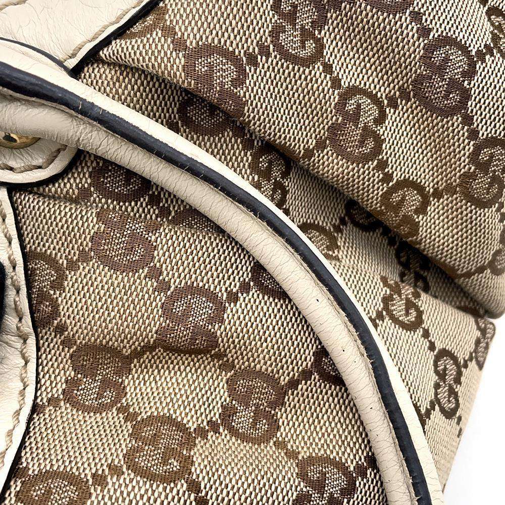 GUCCI Sukey Handbag Brown/White 211944 GG Canvas Leather