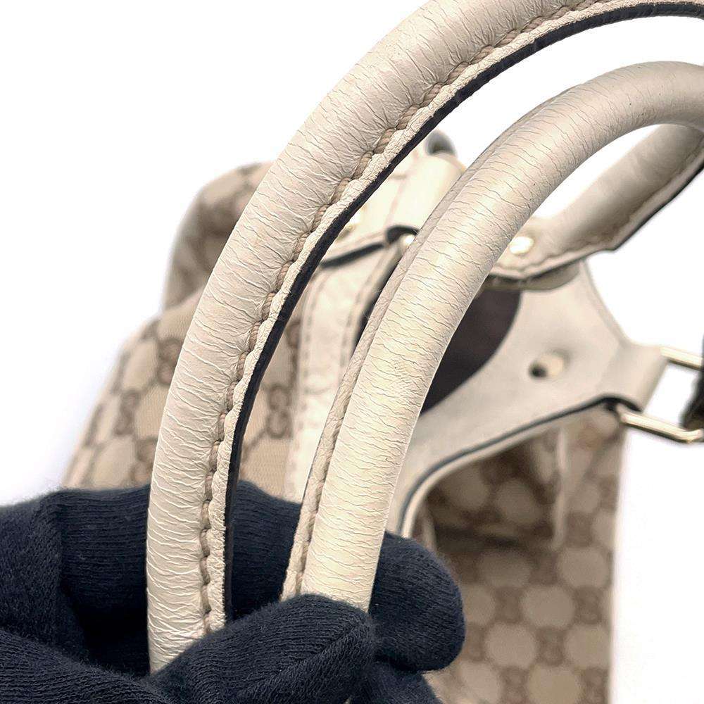 GUCCI Sukey Handbag Brown/White 211944 GG Canvas Leather