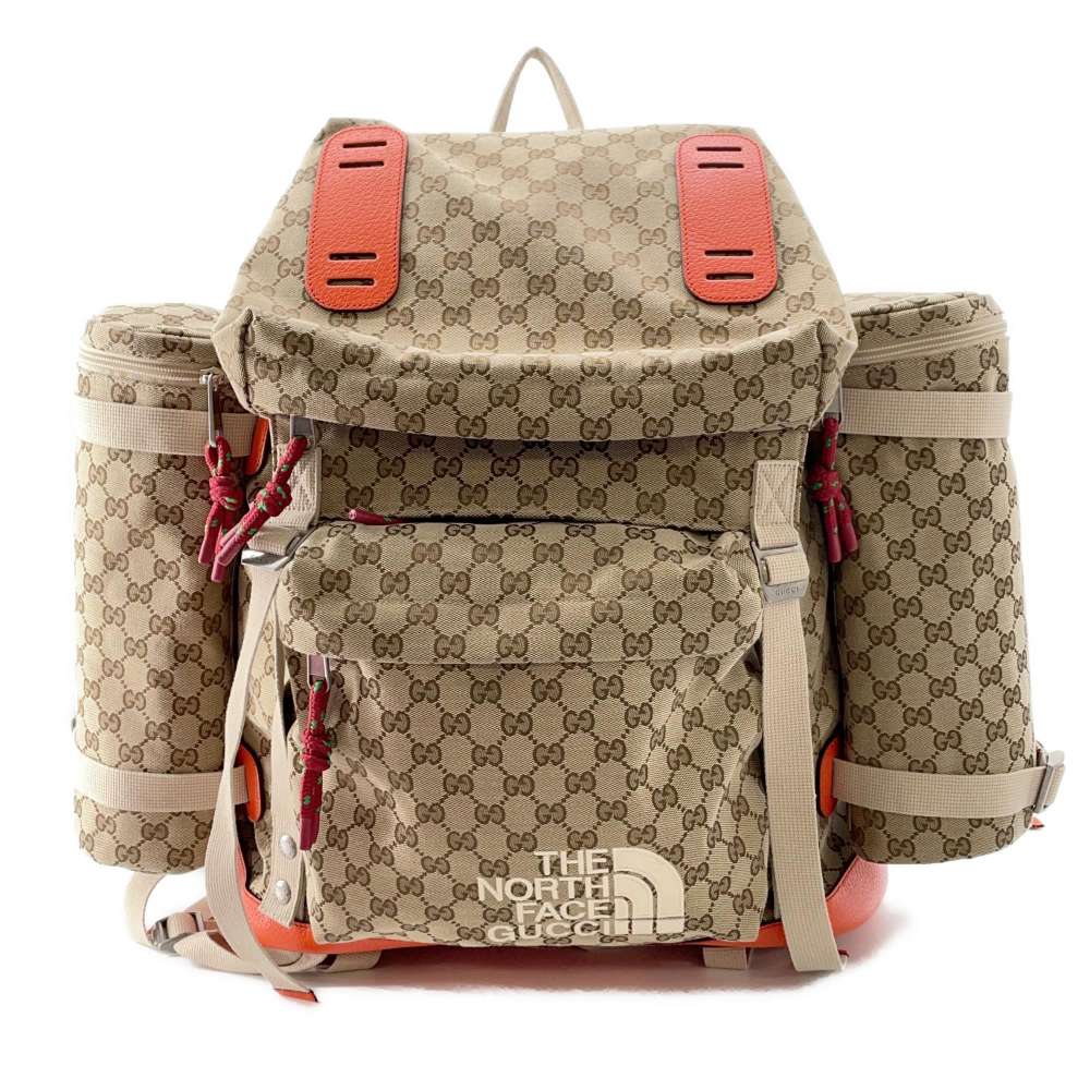 GUCCI North Face Collaboration Backpack Brown/Orange 650294 Canvas