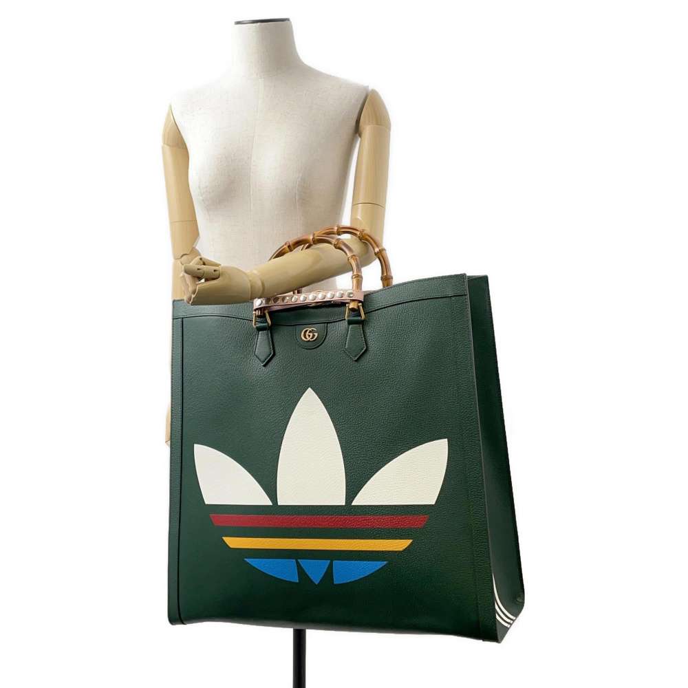 GUCCI Adidas Collaboration Diana Maxi Tote Green 719289 Leather