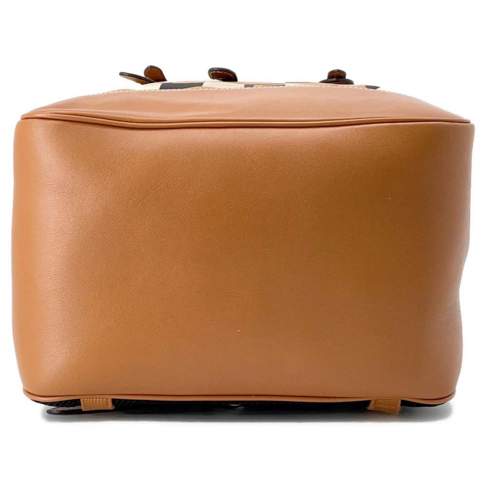 GUCCI Square G Rabbit Medium Backpack Red/Beige/Brown 696013 Leather Nylon