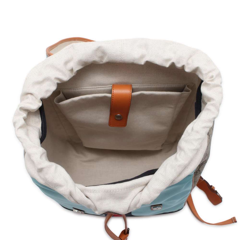 GUCCI GG Supreme Interlocking G Medium Backpack Blue/Brown/Beige 696013 Leather GG SupremeCanvas