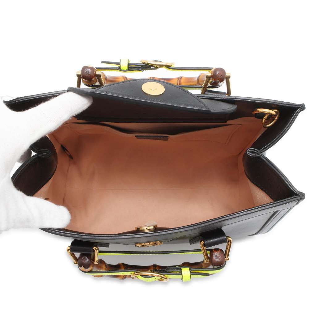 GUCCI Diana Bamboo Handle 2wayHandbag Black 660195 Leather Size Small