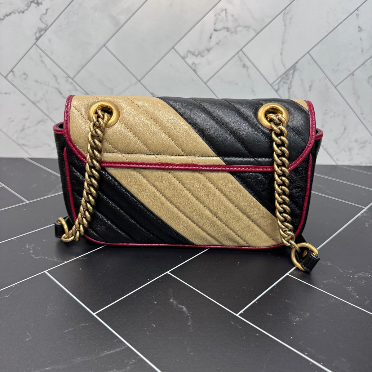 Gucci Marmont Tri Color Small Torchon Matelasse Crossbody Bag