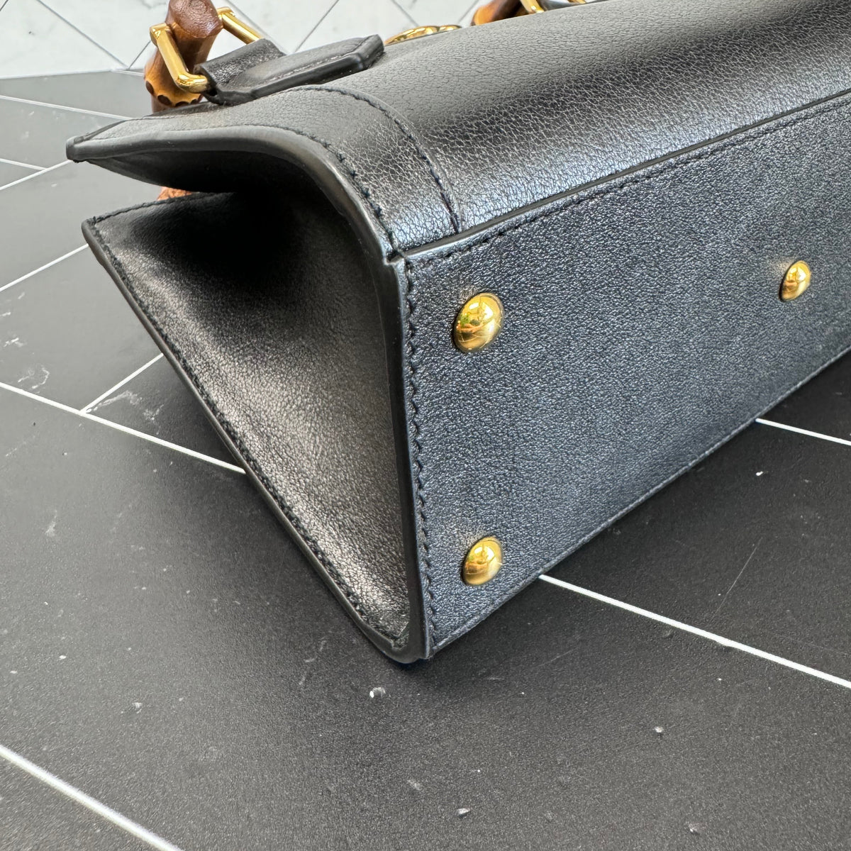 Gucci Black Bamboo Mini Diana Handbag