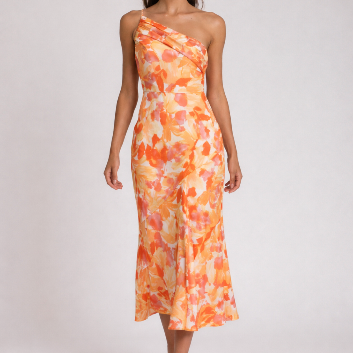 Livia | One-Shoulder Floral Midi Dress