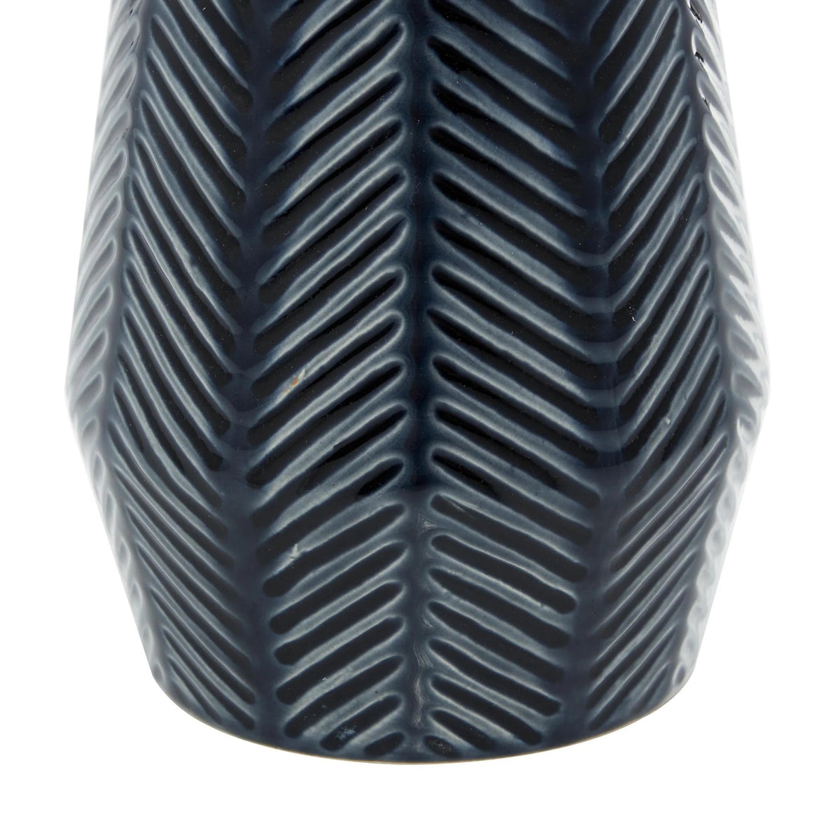 11", 8"H Handmade Chevron Dark Blue Ceramic Vase, Set of 2