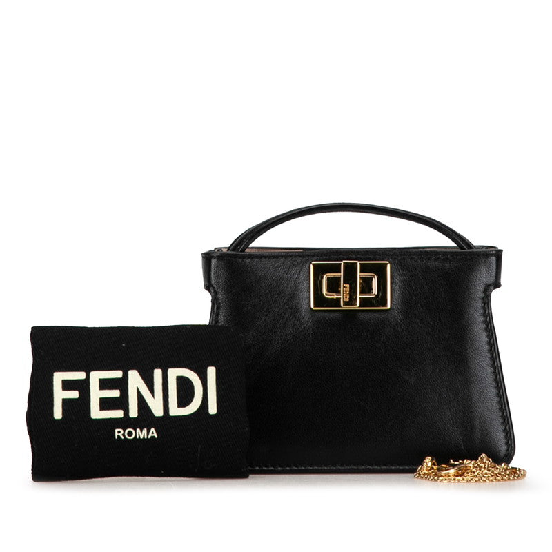 Top quality Fendi Nano Peacebu Chain Mini Shoulder Bag Charm 7AR993 Black G Leather  Top quality Fendi