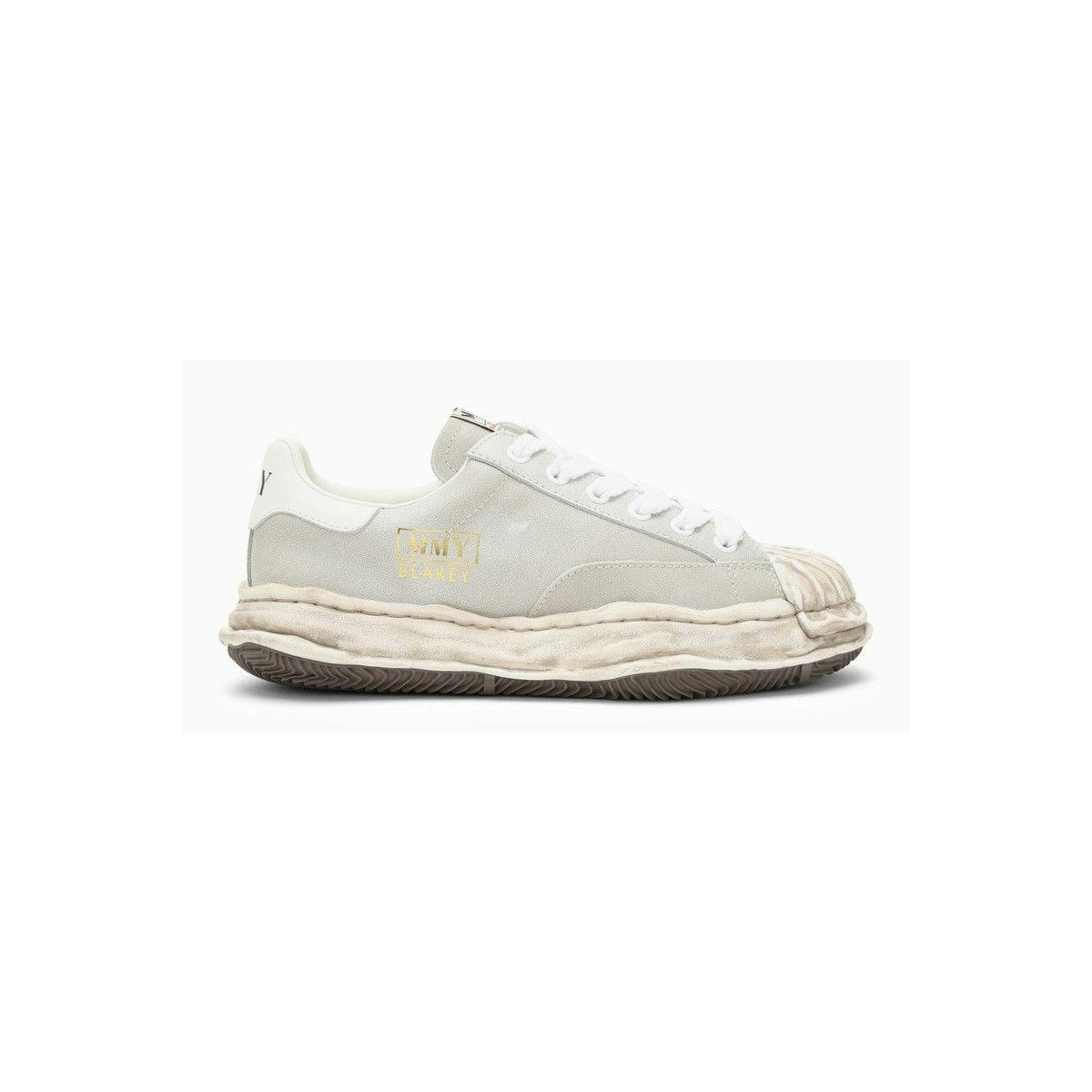 BLAKEY LIGHT GREY LEATHER LOW TRAINER