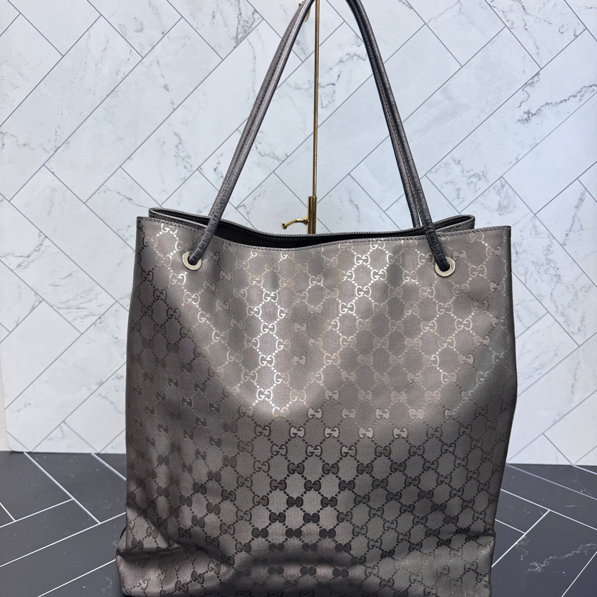 Gucci Bronze Coated Canvas Tote Bag