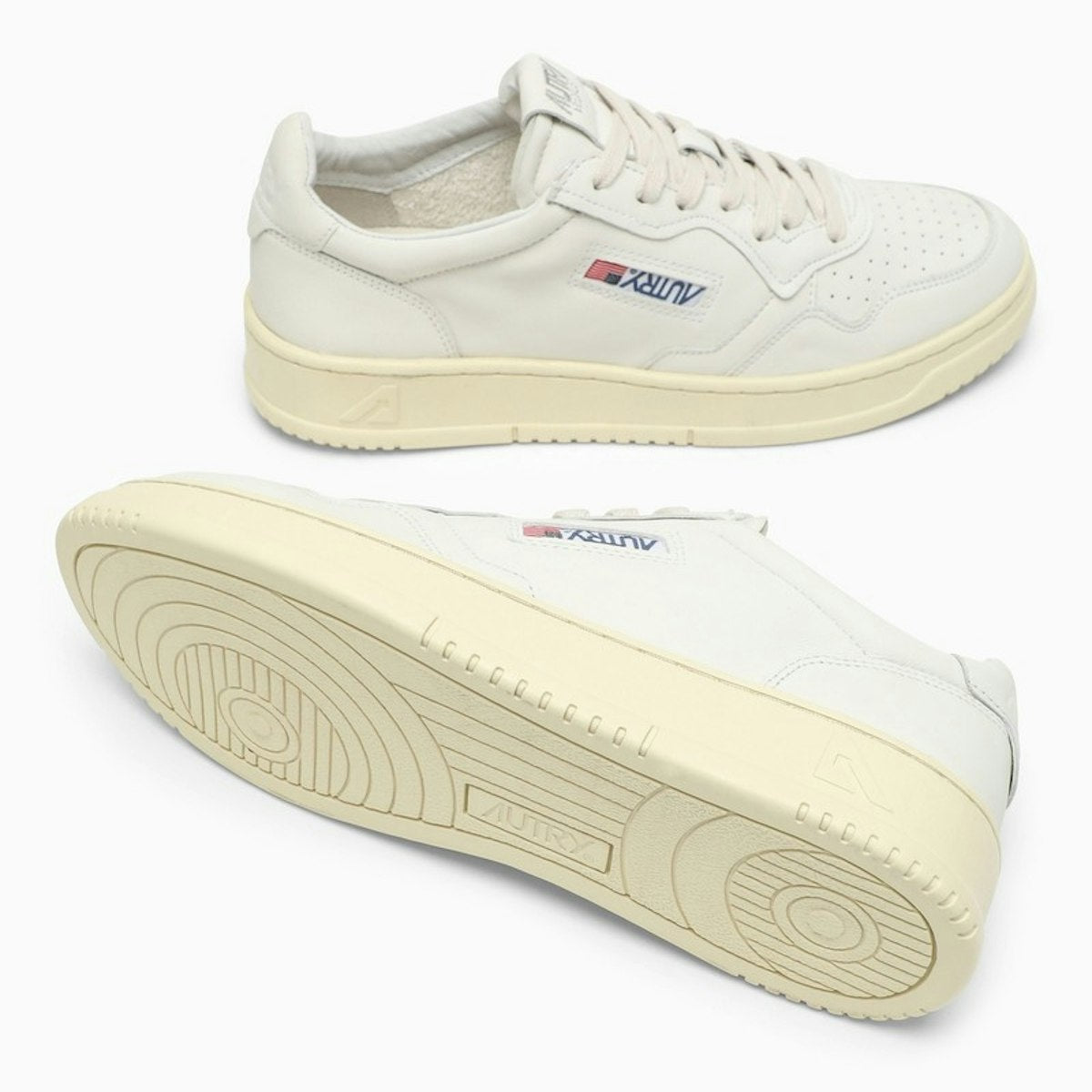 WHITE CREAM LEATHER MEDALIST SNEAKERS
