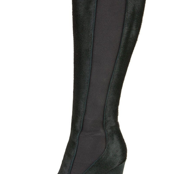 Alaïa 38 Dark Green Pony Hair Knee High Boots