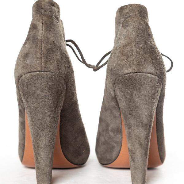 Alaïa Grey Suede Lace-Up Ankle Boots 38
