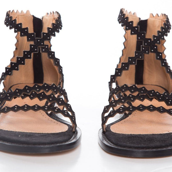 Alexa Wagner Black Gladiator Sandals SZ 36.5