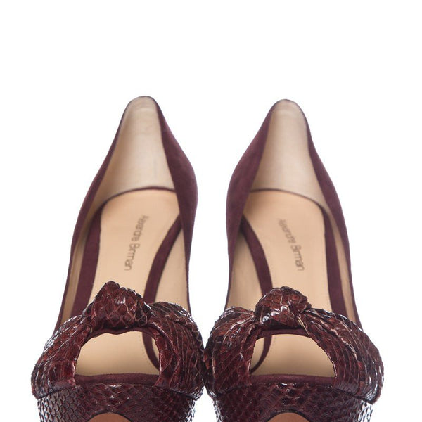Alexandre Birman Burgundy Suede Peep Toe Pumps SZ 37.5