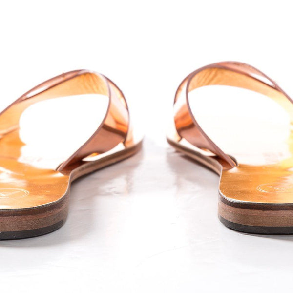 Alvaro Gonzalez Rose Gold Metallic Leather Slide Sandals SZ 39 NWT SALE
