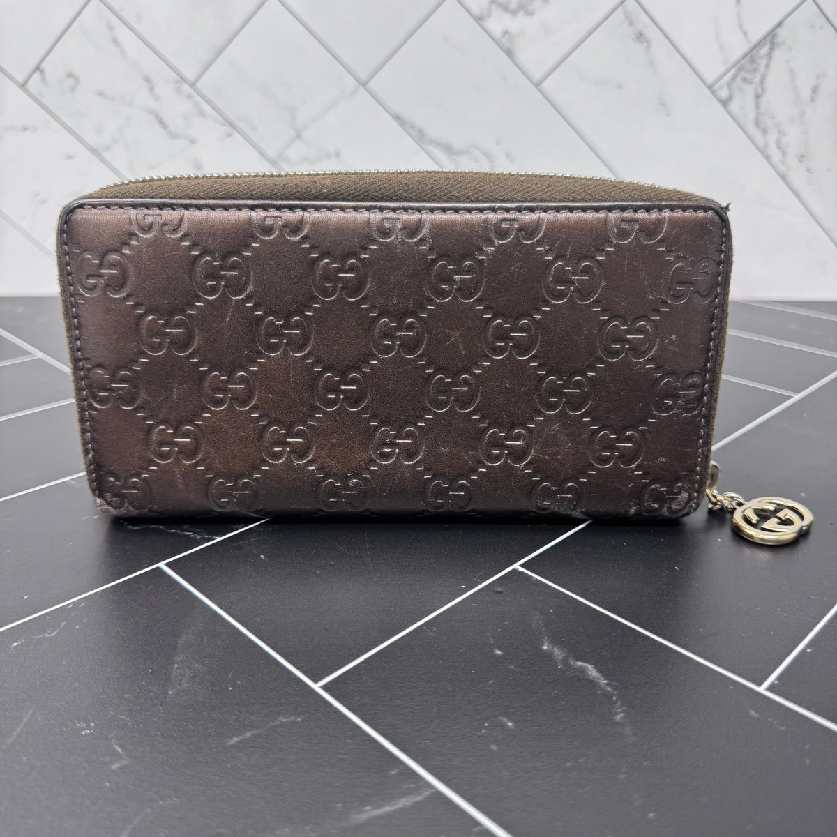Gucci Bronze Guccisima Zippy Wallet