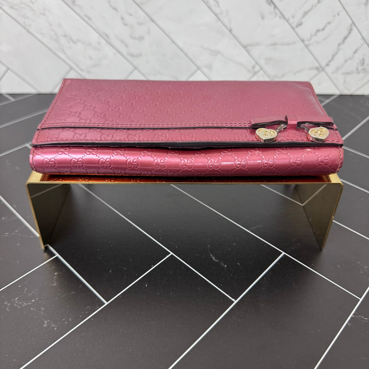 Gucci Metallic GG Pink Wallet on Chain