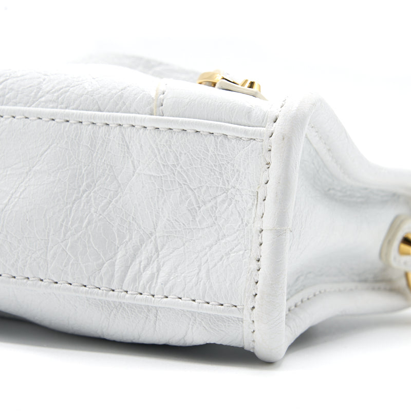 balenciaga Nano City Bag white with GHW