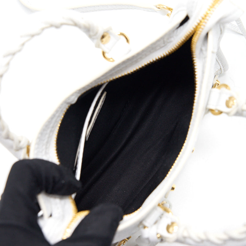 balenciaga Nano City Bag white with GHW