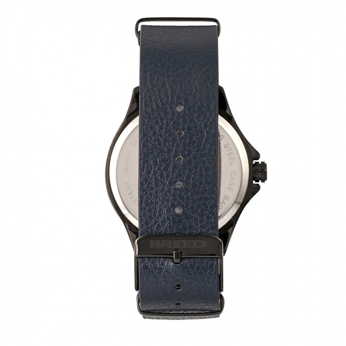 Breed Dixon Leather-Band Watch w/Day/Date - Blue
