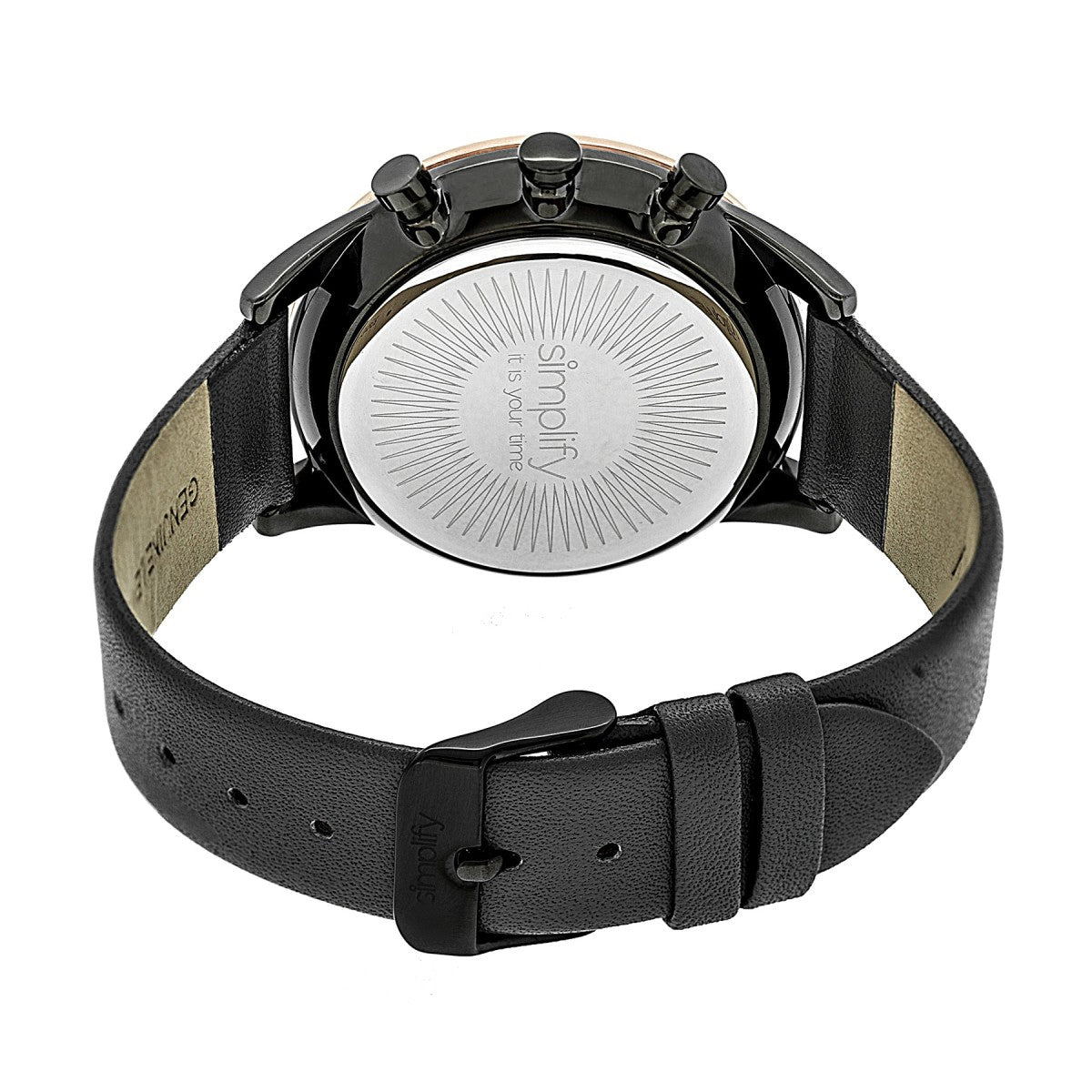 Simplify The 3800 Leather-Band Watch w/ Day/Date