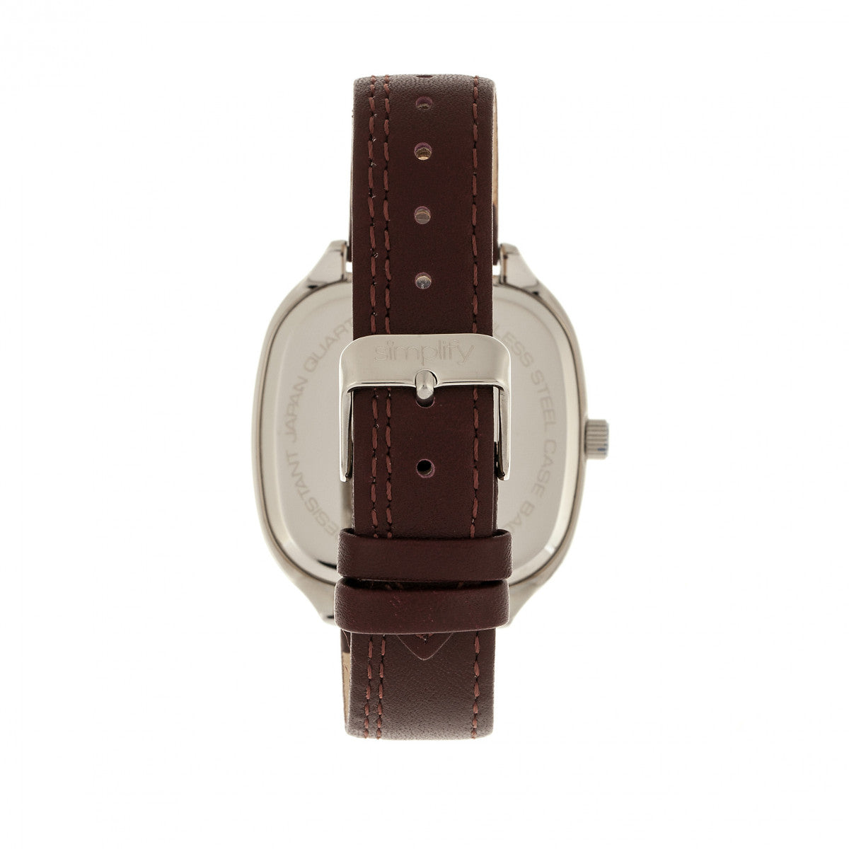 Simplify The 3500 Leather-Band Watch - Silver/Brown
