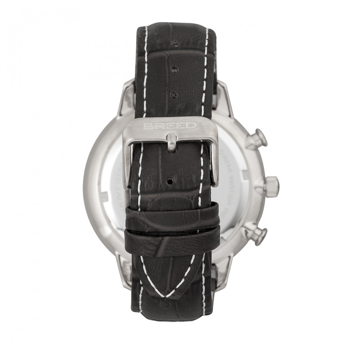 Breed Holden Chronograph Leather-Band Watch w/ Date - Silver