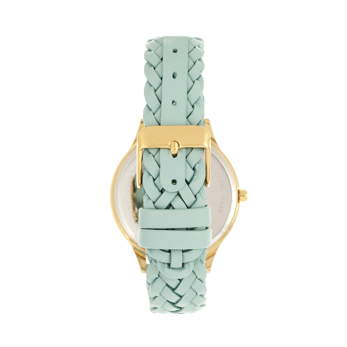Sophie & Freda Tucson Leather-Band Watch w/Swarovski Crystals - Gold/Light Blue
