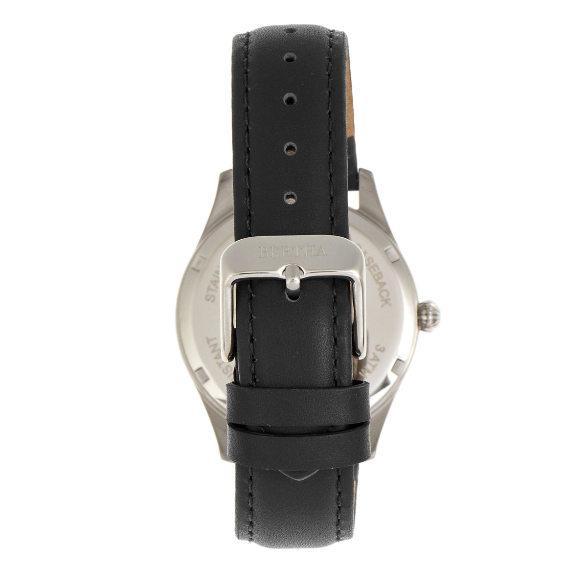 Bertha Dixie Floral Engraved Leather-Band Watch