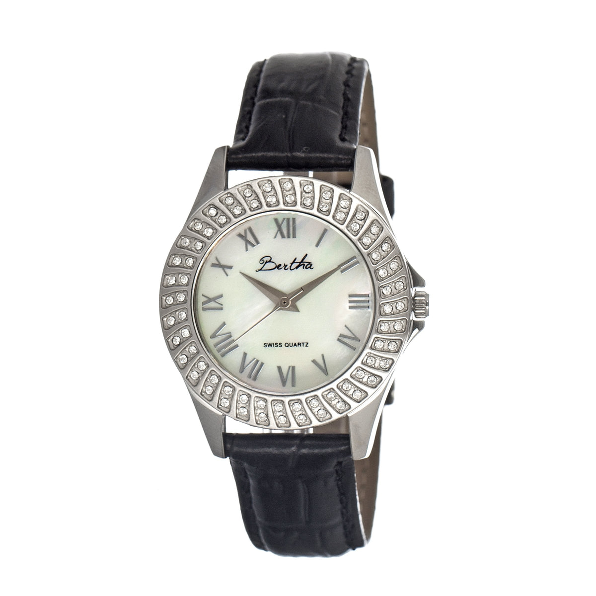 Bertha Audrey MOP Leather-Band Ladies Watch