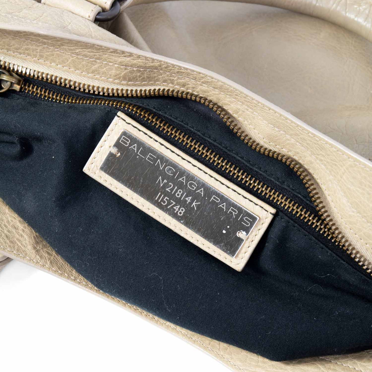 balenciaga Agneau Classic Hardware City Bag Beige
