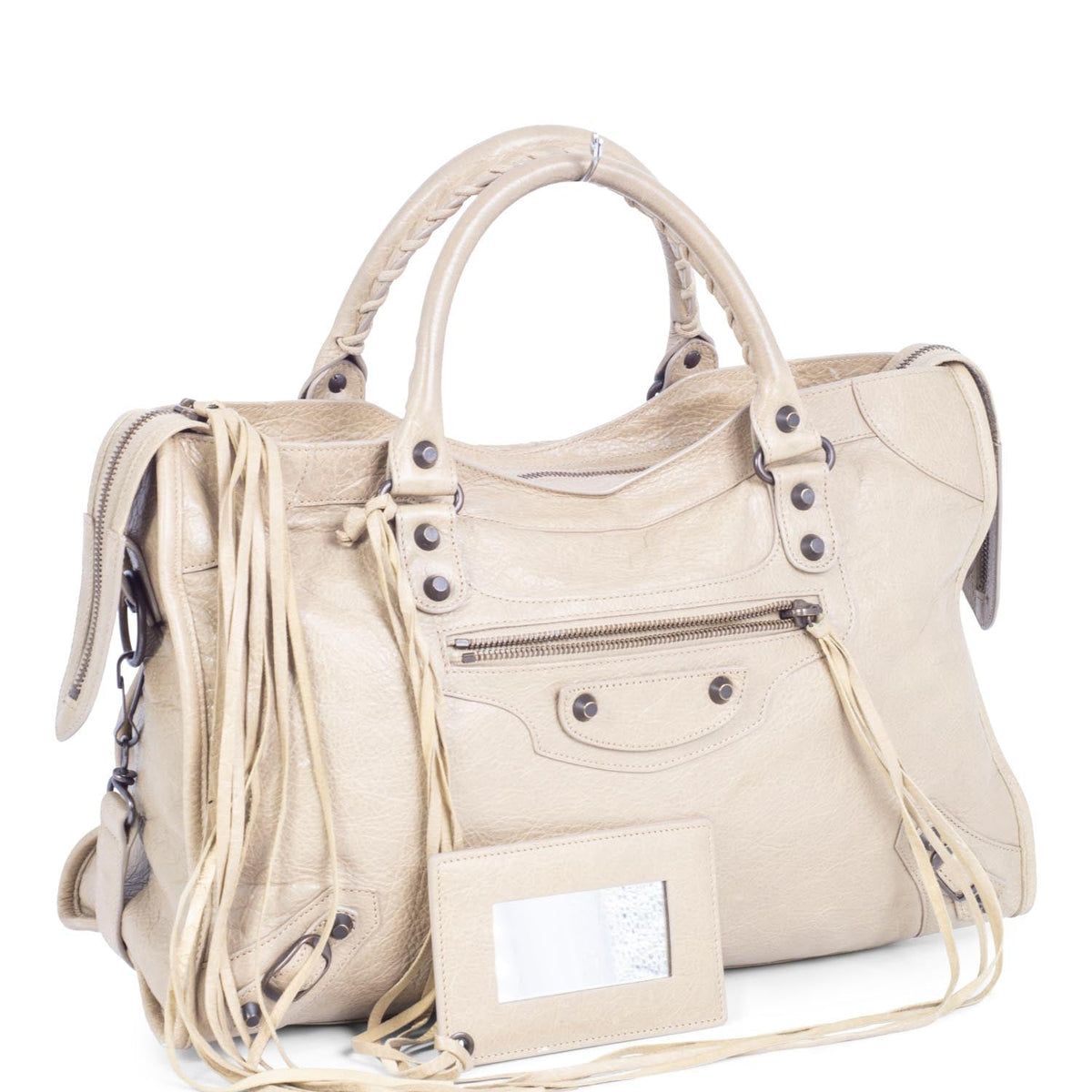 balenciaga Agneau Classic Hardware City Bag Beige