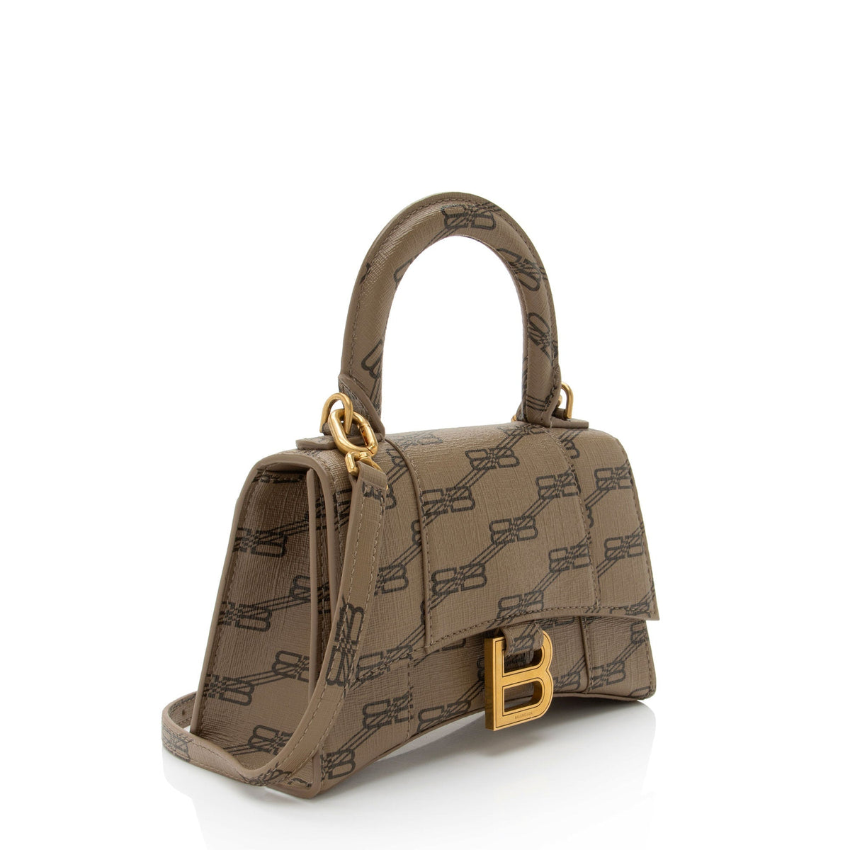 balenciaga BB Monogram Canvas Hourglass XS Satchel (SHF-64SB4v)