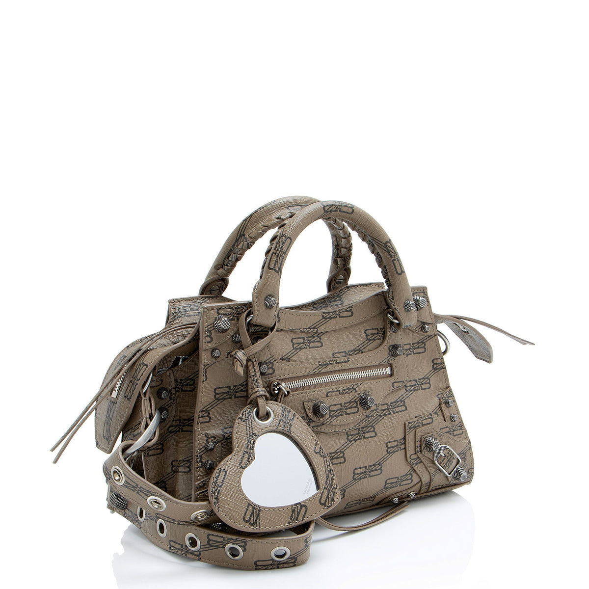 balenciaga BB Monogram Canvas Signature Neo Cagole City XS Satchel (SHF-uVcjOs)