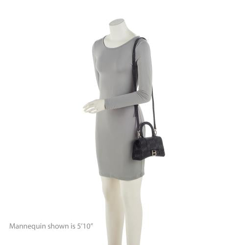 Balenciaga BB Monogram Denim Hourglass XS Satchel (SHF-q6T640)