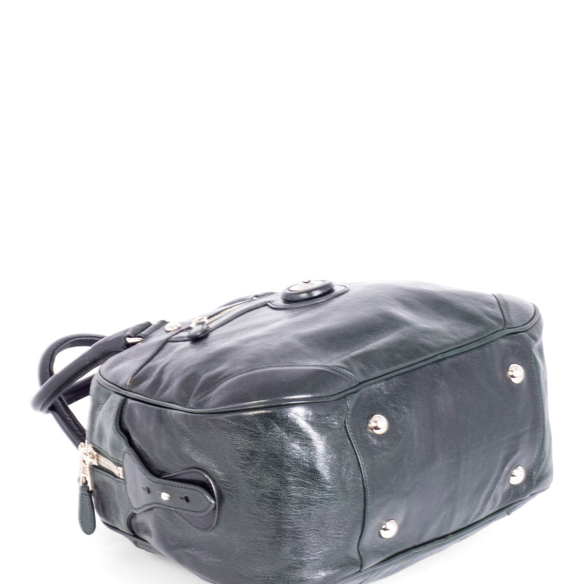 balenciaga BB Patent Leather Top Handle Bag Green