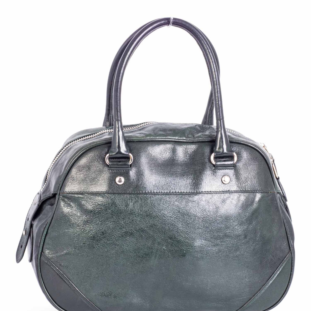 balenciaga BB Patent Leather Top Handle Bag Green