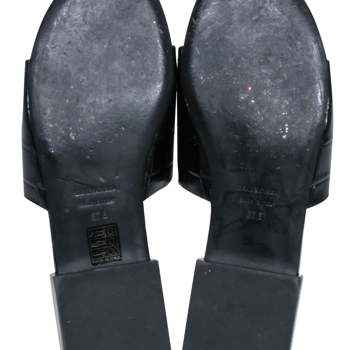 balenciaga - Black Croc Embossed Slide Sandals Sz 7.5