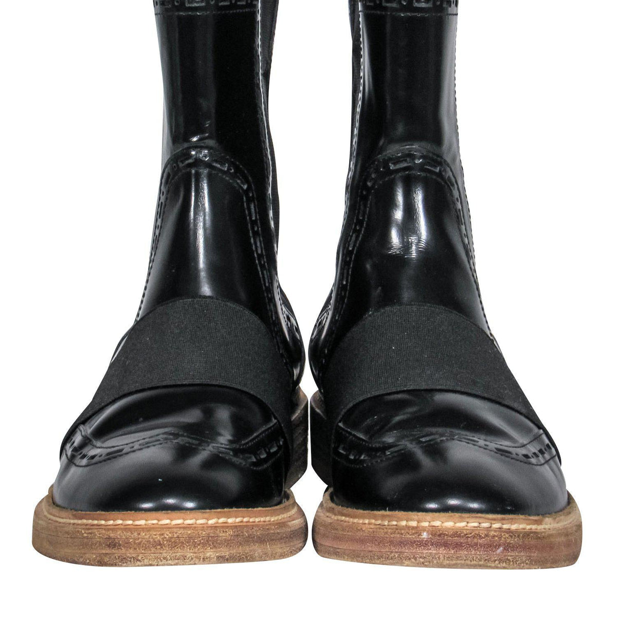 balenciaga - Black Leather Chelsea Booties w/ Elastic Strap Sz 7