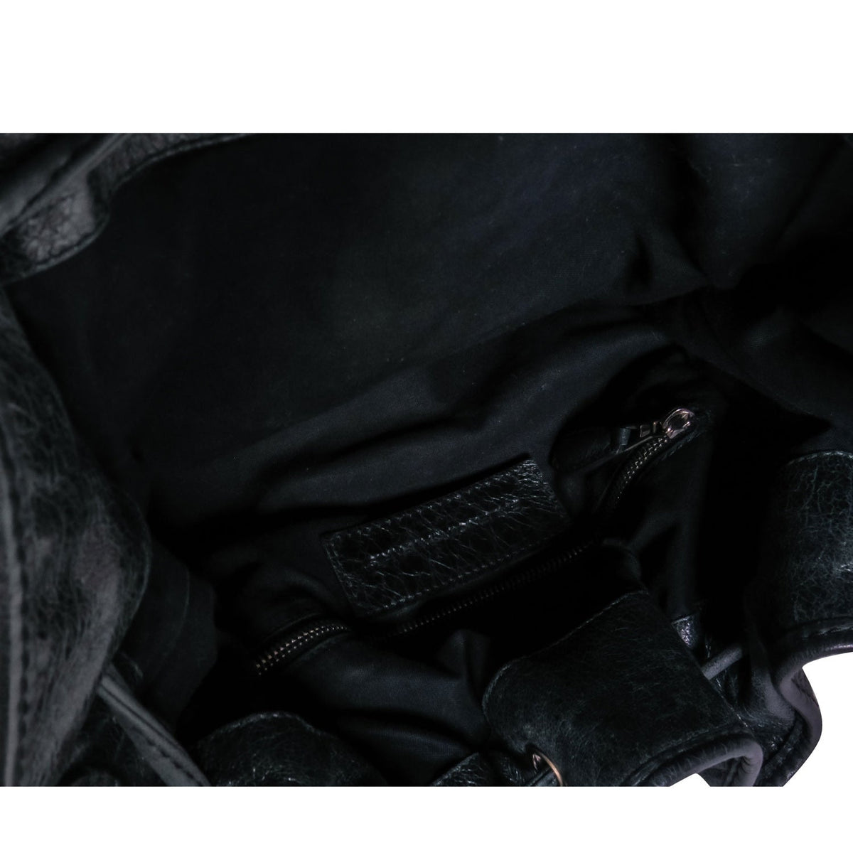 balenciaga - Black Leather Studded Motorcross Pompon Bucket Bag