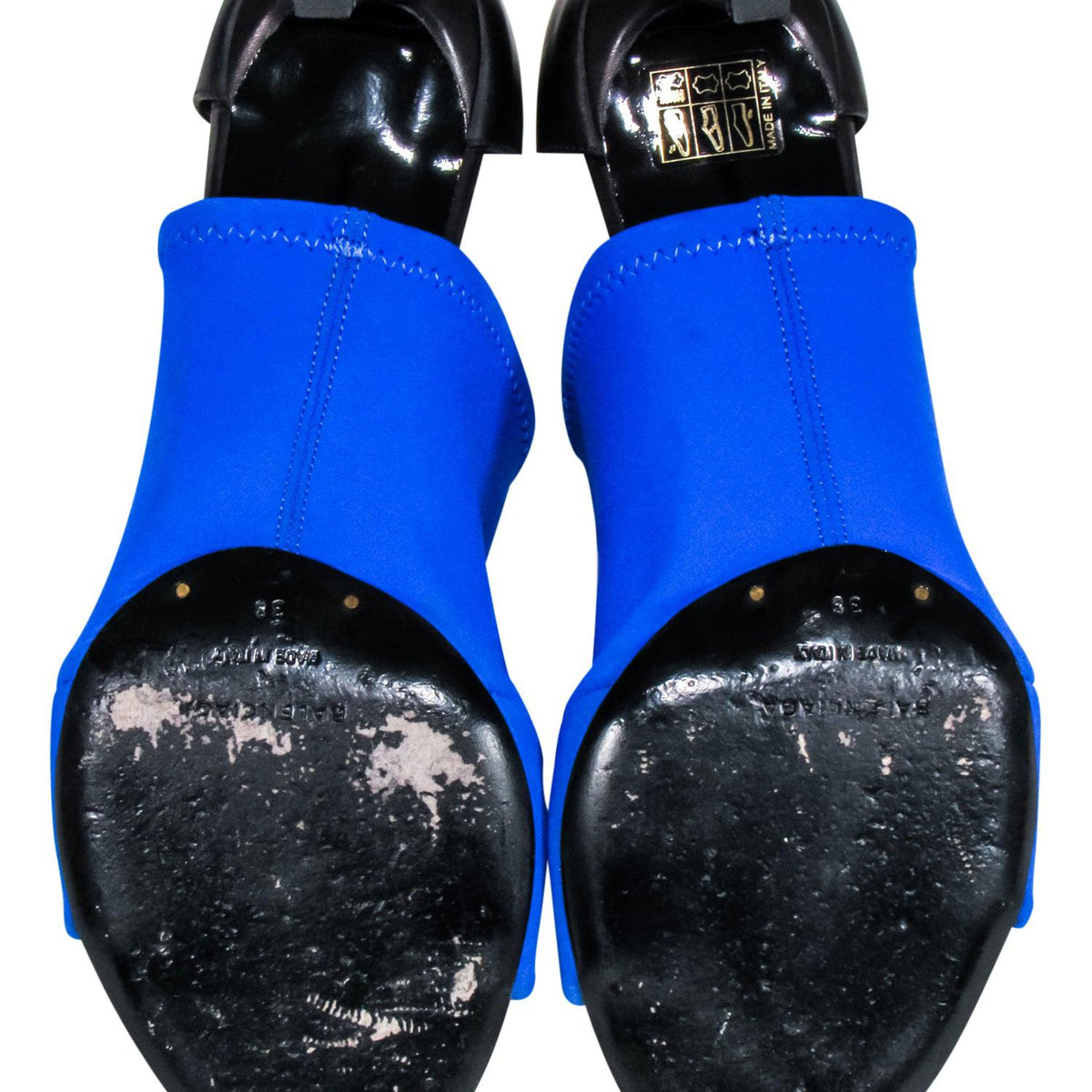 balenciaga - Blue Scuba Knit Upper Open Toe Pumps Sz 8