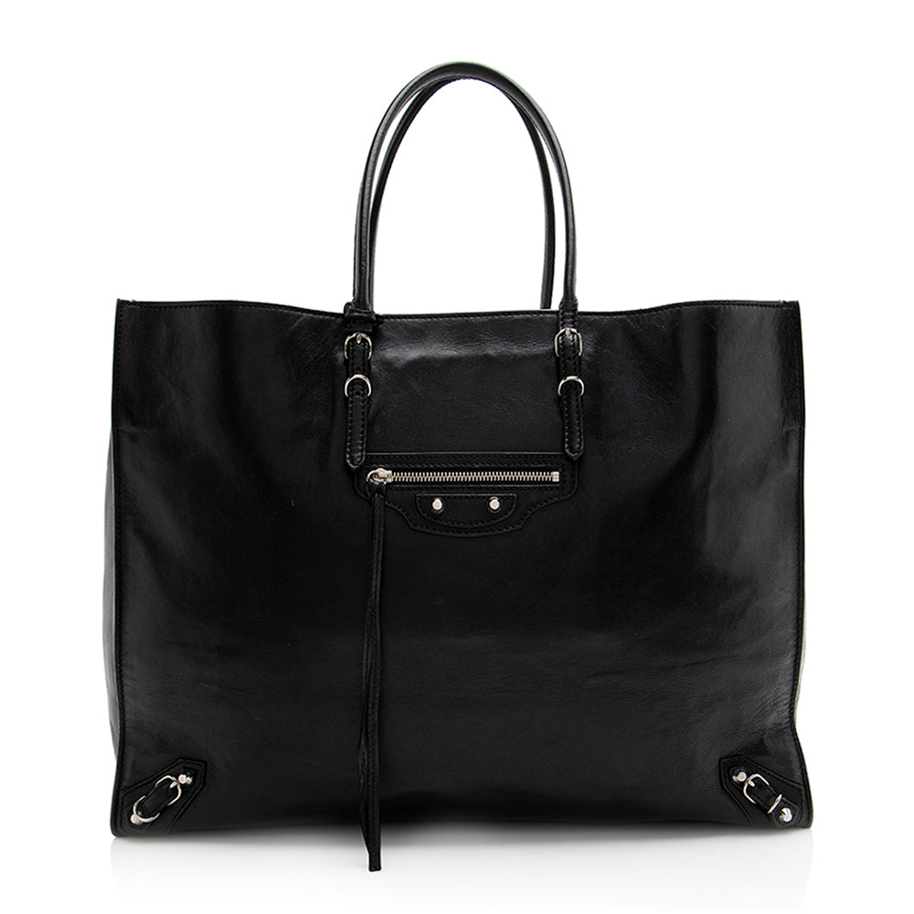 Balenciaga Calfskin Papier A4 Zip Around Tote (SHF-21607)