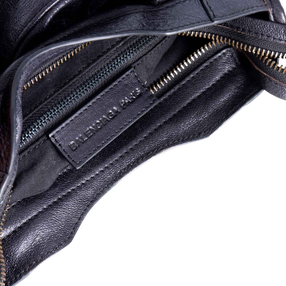 balenciaga Distressed Leather Classic Hardware Mini City Bag Black