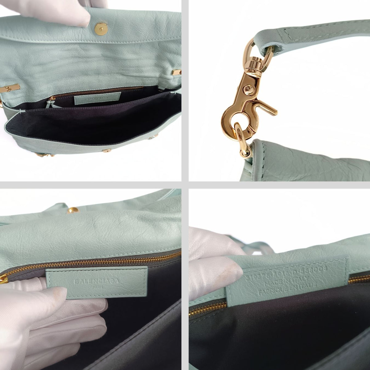 balenciaga balenciaga balenciaga Giant Clutch with shoulder strap in aqua green leather