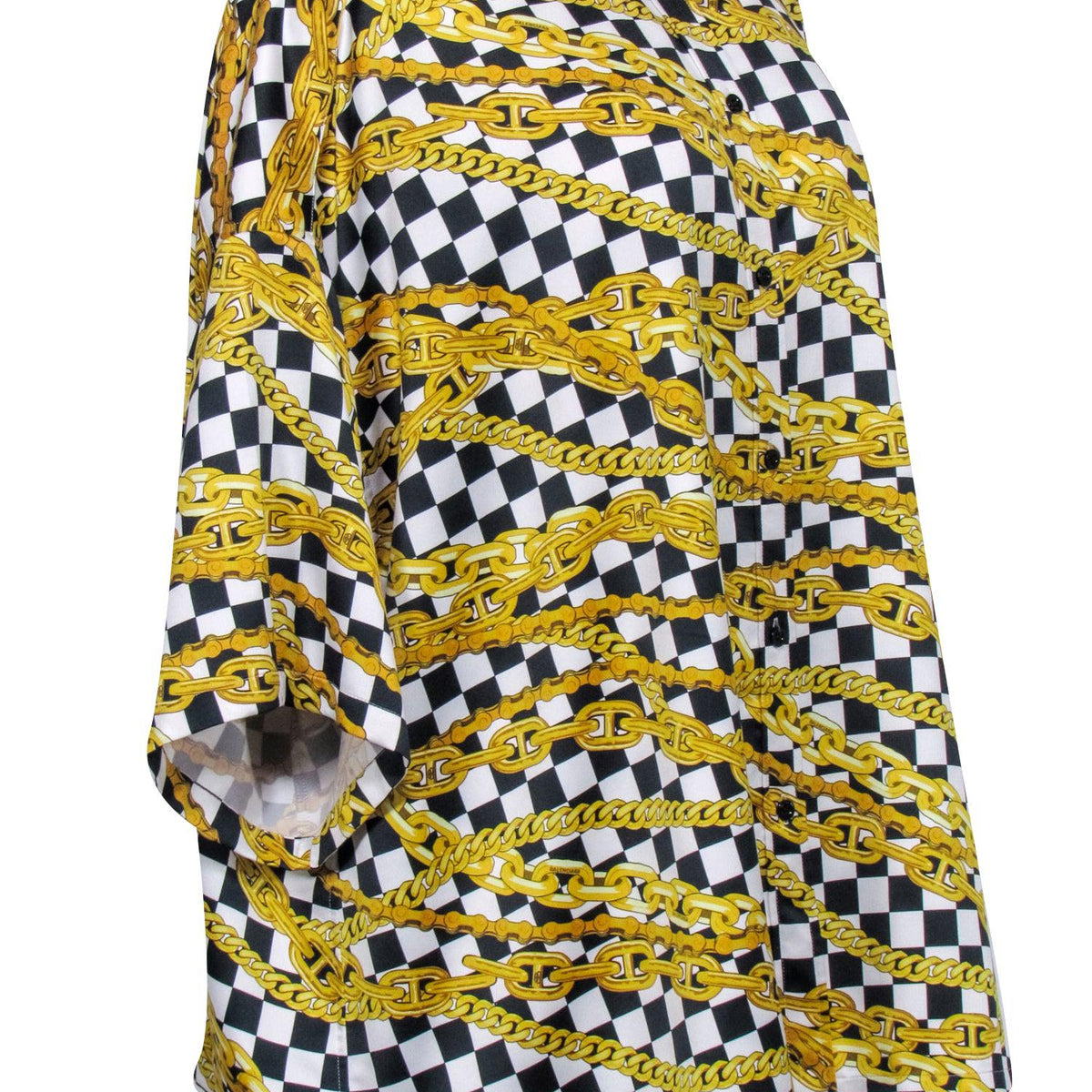 balenciaga - Gold, Black, & White Checkered Chain Print Top Sz 4
