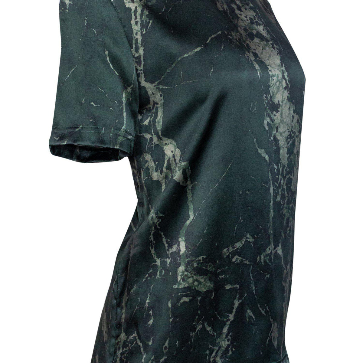 balenciaga - Green Marble Print Silk Top Sz 6