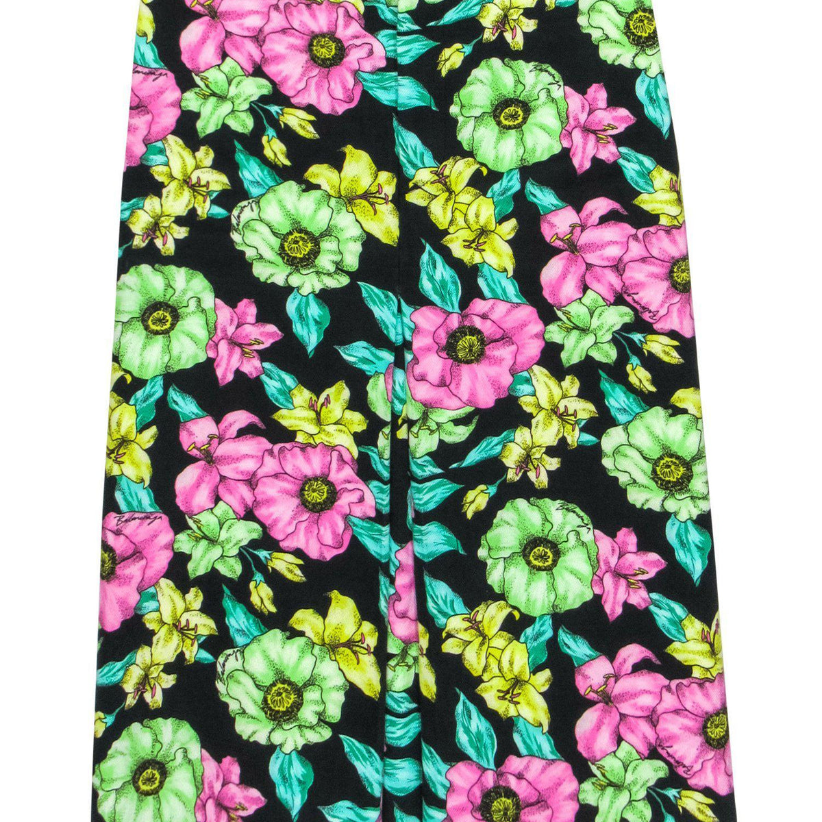 balenciaga - Green & Pink Printed Floral Denim Skirt Sz S