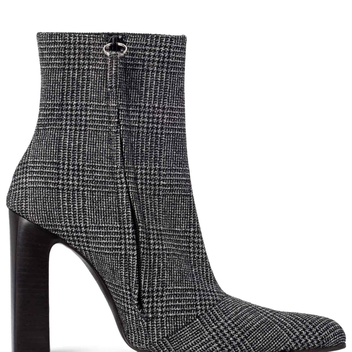 balenciaga Houndstooth Wool Ankle Boots Black White