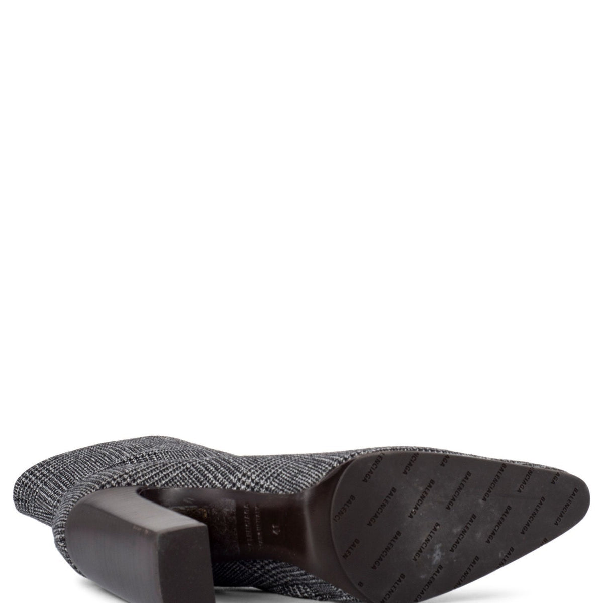 balenciaga Houndstooth Wool Ankle Boots Black White